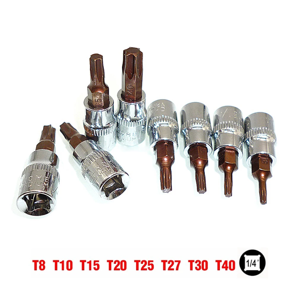 8 шт. Набор отверток 1/4 дюйма T8 T10 T15 T20 T25 T27 T30 T40 Шестигранная головка для механического ремонта ручные инструменты