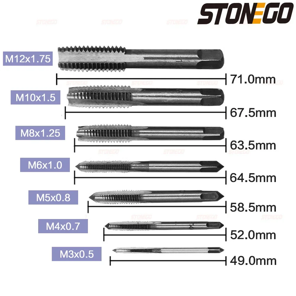 Фото STONEGO 5 шт./7 шт. ручной метчик, метрический ключ M3 M4 M6 M8 M10 M12 Met Verstelbare, метчик №2