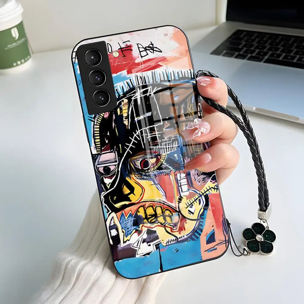 Фото Чехол для телефона C-Cartoon Graffiti B-Basquiats для Samsung S25 S24 FE S23 S22 S21 Plus S20 Ultra Note20Ultra Black Glass Cover №2