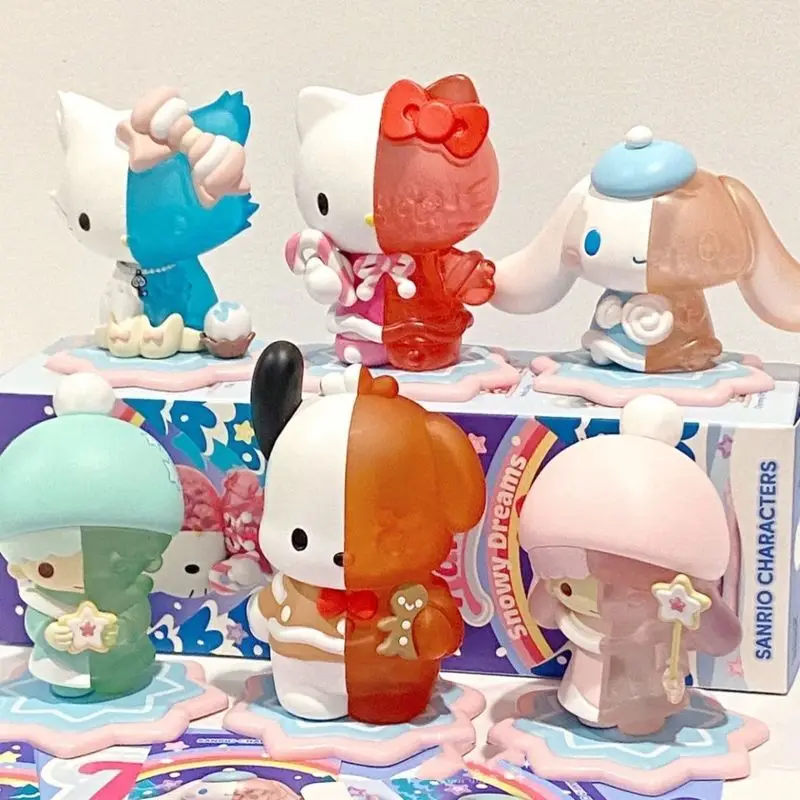 Фигурка Sanrio Mighty Jaxx, фигурка Cinnamoroll Mymelody Kuromi, помпон, пуриновая экшн-фигурка мечта о зимнем снегу, модель игрушечная статуэтка, подарок