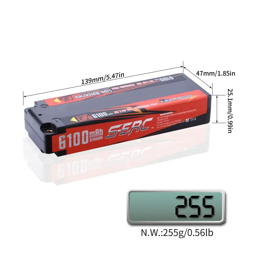 Фото 7,4 В 2S Lipo Батарея 70C 6100 мАч 7100 мАч Жесткий чехол с пулей 4 мм для радиоуправляемых транспортных средств Автомобиль Грузовик Танк Багги Трагги Гонки №5