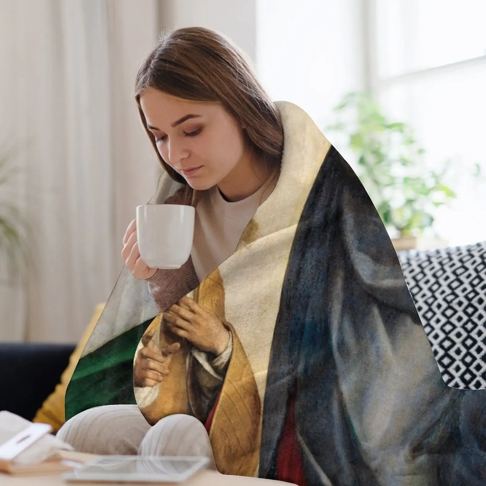 Фото Новое одеяло Sistine Madonna, одеяла и пледы, свободные роскошные утолщенные одеяла для кровати №3
