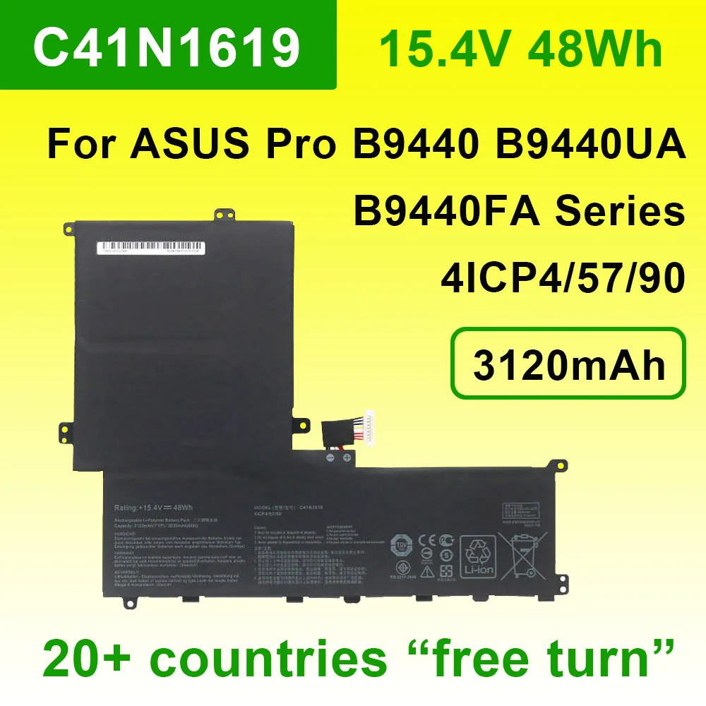 15,4 В 48 Втч 3120 мАч C41N1619 Аккумулятор для ноутбука ASUS Pro B9440 B9440UA-GV0094R GV0100T XS74 B9440UA7200 B9440FA-GV0002R GV5820T