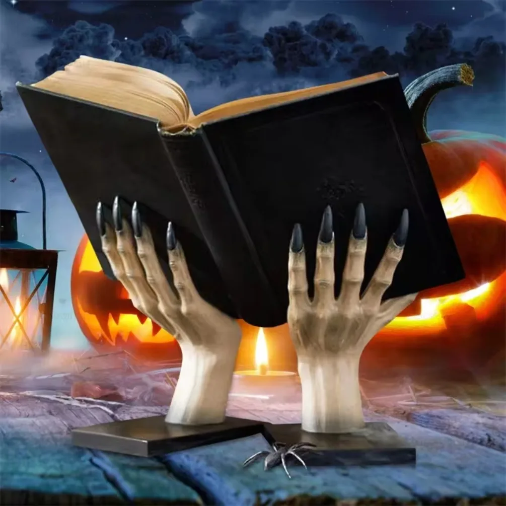 Подставка для книг на Хэллоуин, статуя из смолы, книжная полка, страшная вечеринка, настольное украшение для дома, держатель для книг ведьмы, книжный шкаф, стол для спальни