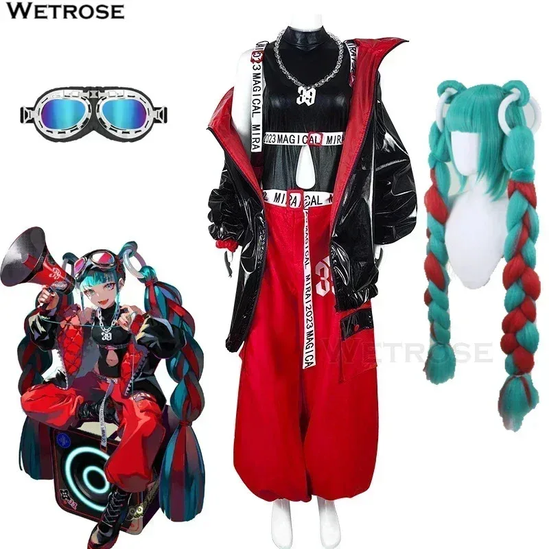 【Wetrose】В наличии Miku 2023, красочный костюм для косплея, проект Mirai Sekai, сценическое волшебное концертное шоу, волшебный полный комплект на Хэллоуин, парик