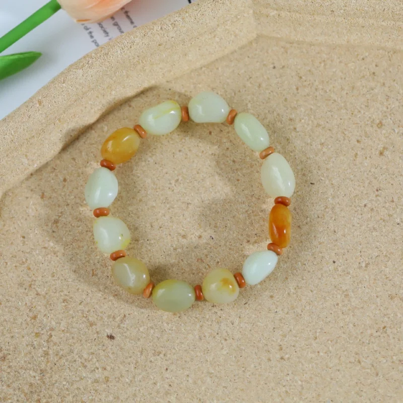 Синьцзянский браслет Huang Qin с формой Hetian Jade Jujube, красная кожа, грубый камень для мужчин и женщин