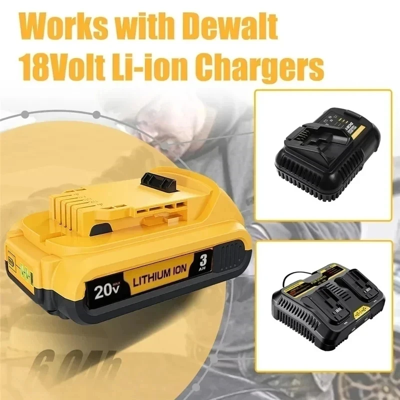 Фото Аккумулятор 20 в для Dewalt DCB200, сменный аккумулятор DCB200, DCB101, DCB115, 3000 мАч, электроинструмент, аккумулятор для Dewalt, литий-ионные батареи №2