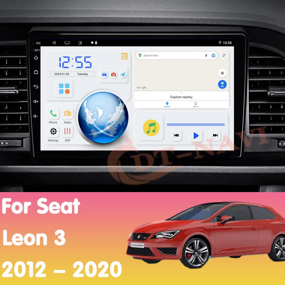 Фото Автомобильное радио Android14 для Seat Leon 3 2012-2020, мультимедийный видеоплеер с навигацией, GPS, Carplay, стерео, 2Din, DVD, головное устройство, Wi-Fi №2