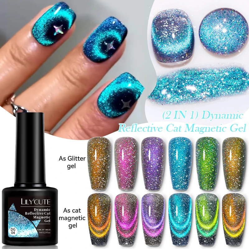 LILYCUTE Blue Reflective Cat Магнитный гель-лак для ногтей Vernis Полуперманентный УФ-гель Soak Off Super Shing Гель-лак для ногтей