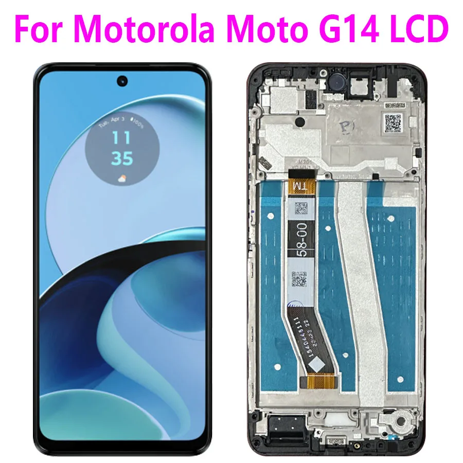 ЖК-дисплей 6,5 дюйма для Motorola Moto G14, сенсорный экран, датчик дигитайзера в сборе, замена для Motorola Moto G14 с рамкой, оригинал