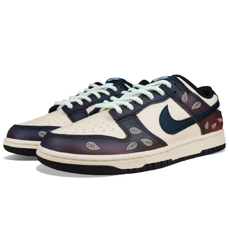 Фото [На заказ Mocha Coffee Cashew Flower Girl gs] Низкие низкие туфли для скейтборда Nike Dunk GS Коричневый Черный №3