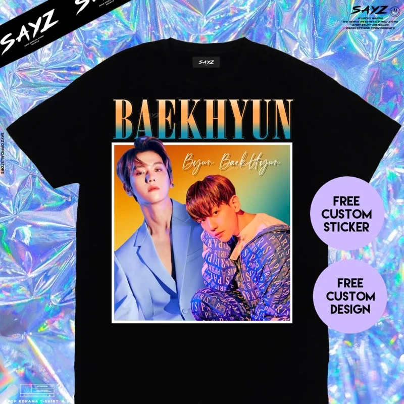 Kaos Baekhyun-Футболка k-pop rétro для мужчин и женщин, personnalisé, хип-хоп