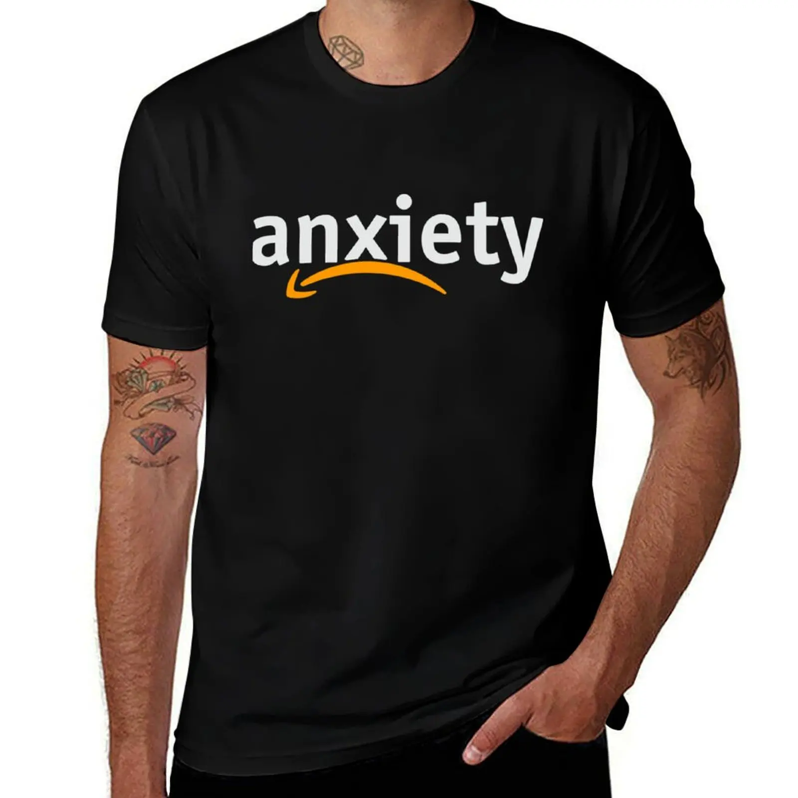Футболка с логотипом Anxiety Amazon, дешевые вещи, винтажная рубашка с аниме, мужские футболки Fruit of the Loom