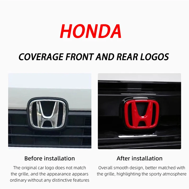 Фото Логотип автомобиля Honda, передняя решетка багажника, украшение рулевого колеса, аксессуары, красный, черный, для Honda Civic Accord, дизайн логотипа автомобиля №5