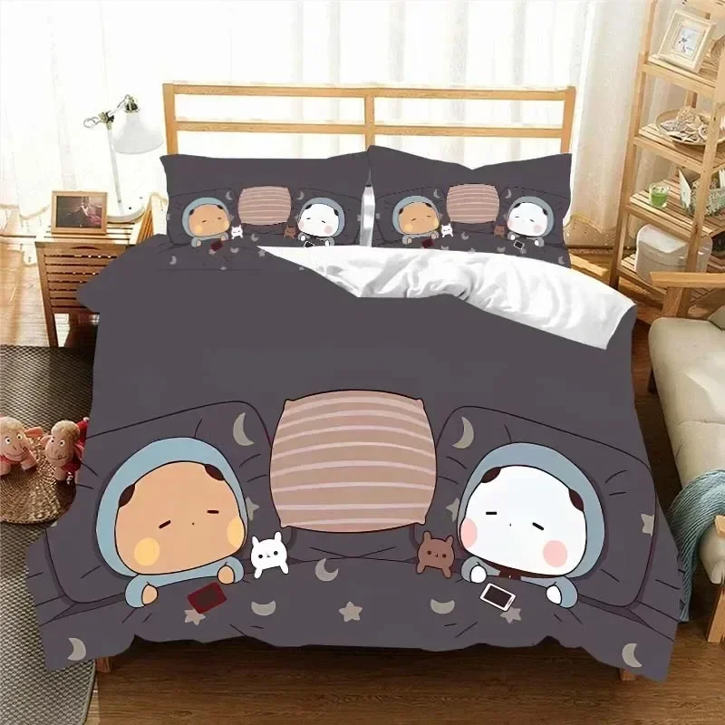 Фото Kawaii Bubu и Dudu 3D-печать аниме комплект постельного белья пододеяльник пододеяльник кровать одинарный двойной полный King Queen размер комплект постельного белья детский №5