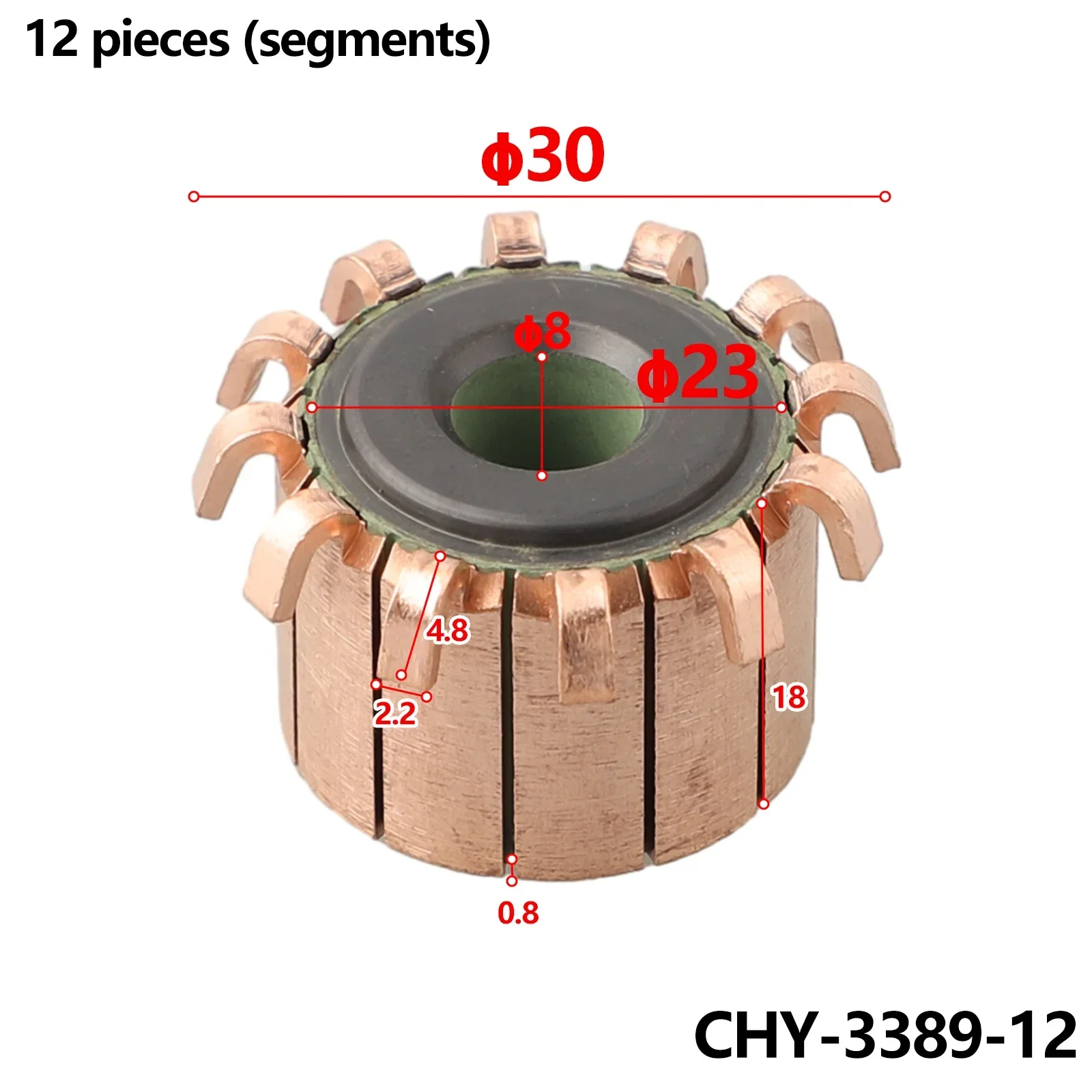 Коммутатор двигателя 12P 23X8X17(18) мм CHY-3389-12 Зубья Медный крючок Тип коммутатора электродвигателя Электроинструменты Аксессуары (art.: 3920c8f1a65ba) - 3920c8f1a65ba