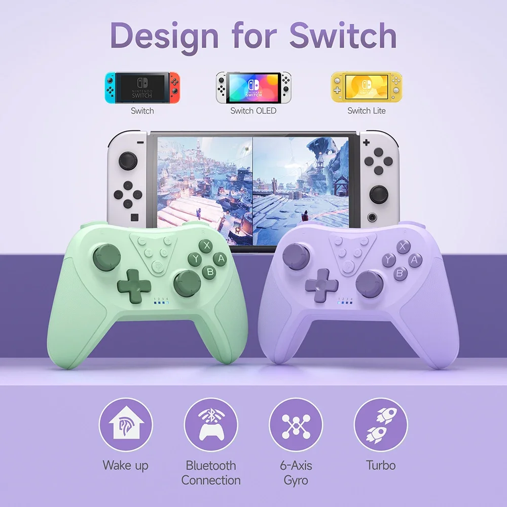 Беспроводной геймпад T37, игровой Bluetooth-контроллер для Nintendo Switch, ПК, Steam Deck, 6-осевой гироскоп, управление движением