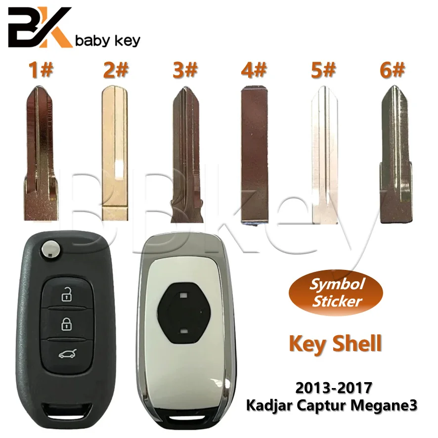 Корпус Ключа BB для Renault Megane III Dacia Duster, Kadjar, Captur, символ, 3 кнопки, FCC ID:CWTWB1G767, раскладной Складной Дистанционный Автомобильный ключ