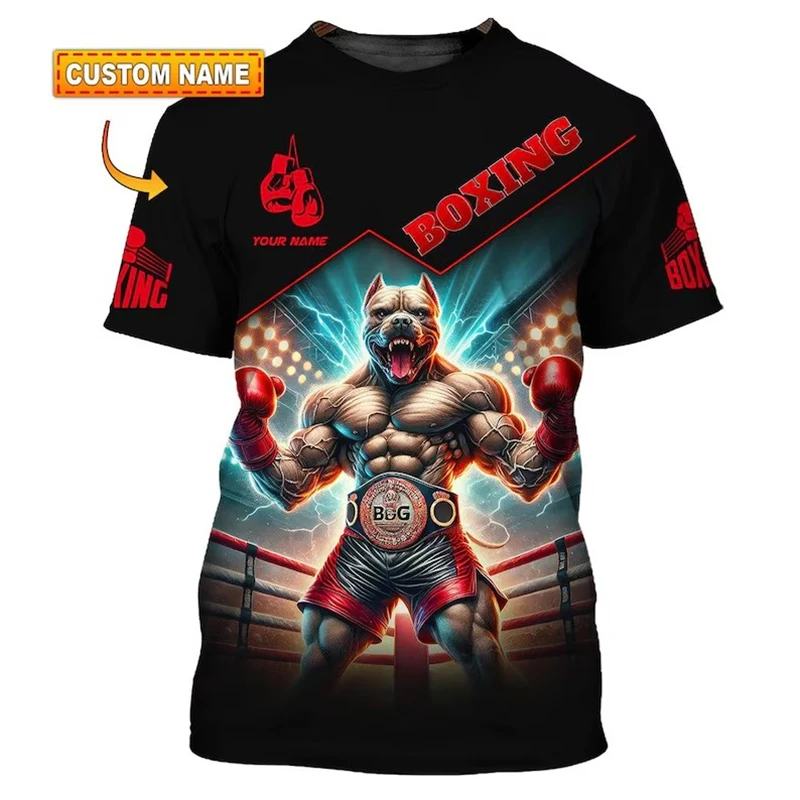 Фото Мужская футболка для бокса Muscle Pitbull, спортивные тренировочные дышащие футболки для бокса, хобби, детская летняя футболка с индивидуальным именем «сделай сам» №2