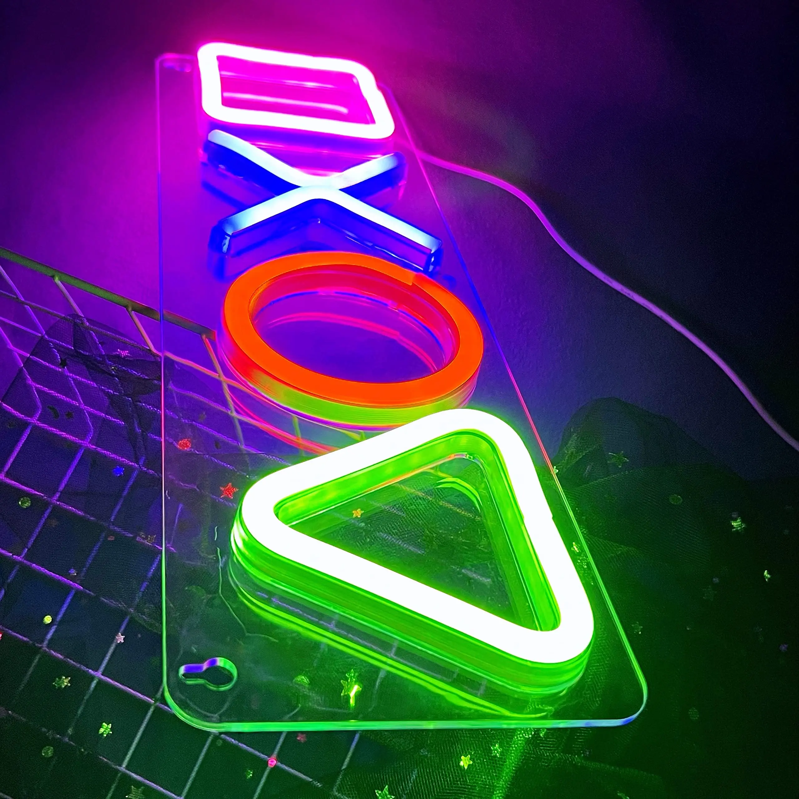 Фото Неоновая вывеска для Playstation Lamp PS4, светильник для игр, настенная подвесная атмосфера, декоративный светодиодный красочный светильник для ко... №4