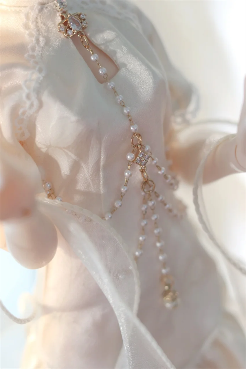 Фото Комплекты платьев для кукол BJD Cheongsam, элегантное платье на шнуровке для девочек с жемчужной цепочкой 1/4, аксессуары для кукол (без куклы) №4