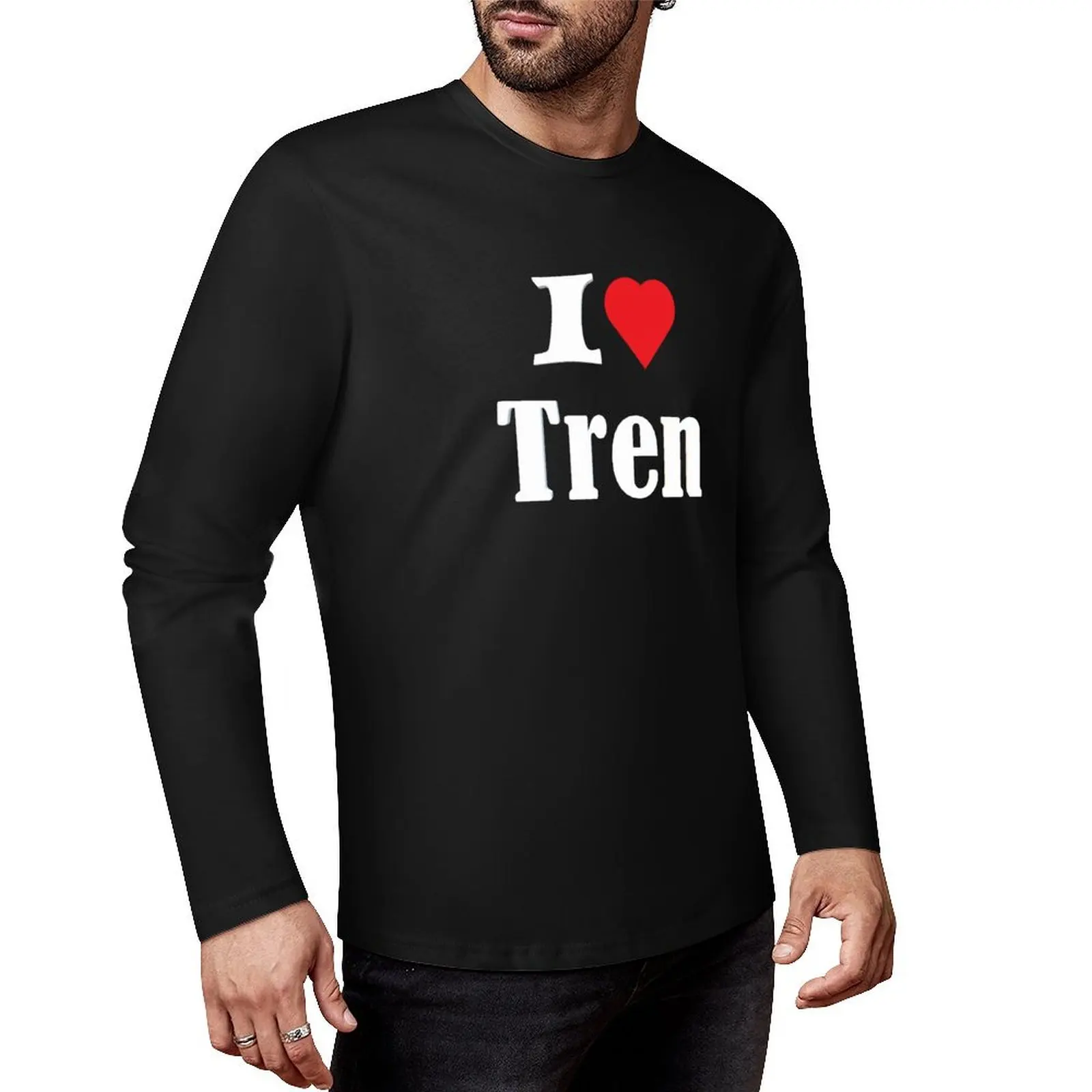 Длинная футболка I Love Tren, топы больших размеров, футболки больших размеров, одежда в стиле аниме, мужская одежда