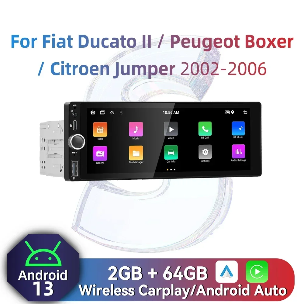 1 Din Carplay Android Авто Радио Android Автомобильный Мультимедиа для Fiat Ducato II Peugeot Boxer Citroen Jumper 2002-2006 6,86 