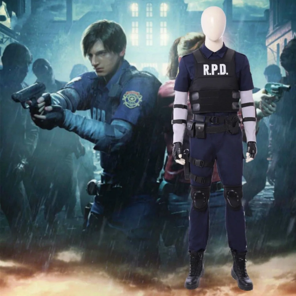 Леон Скотт Кеннеди костюм RE2 Леон Косплей Костюм Выживание Ужасы игры Хэллоуин костюмы
