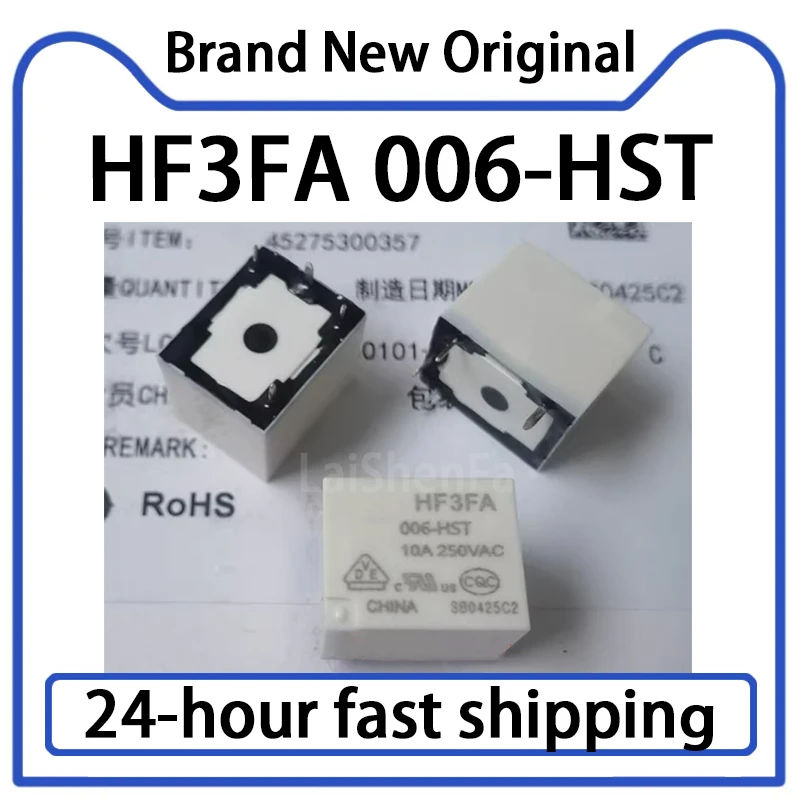 10 шт. HF3FA 006-HST 4-контактный набор реле 10 А, нормально открытый, 6 В постоянного тока, оригинальный запас