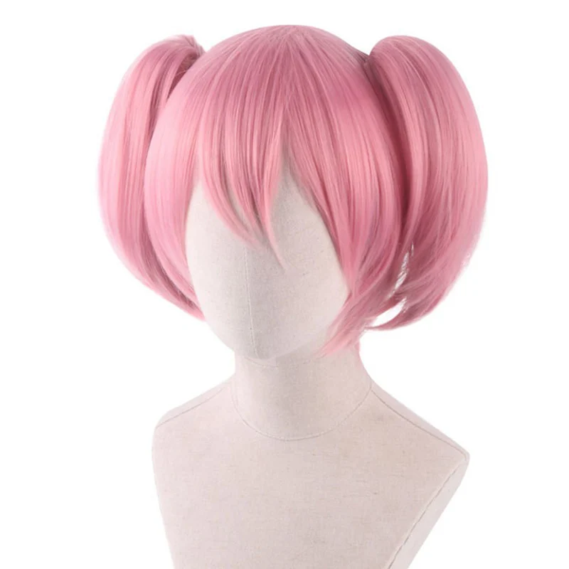 Puella Magi Madoka Magica Madoka Kaname Косплей Парик Розовый зажим для хвостиков Термостойкие парики из синтетических волос + шапочка для парика