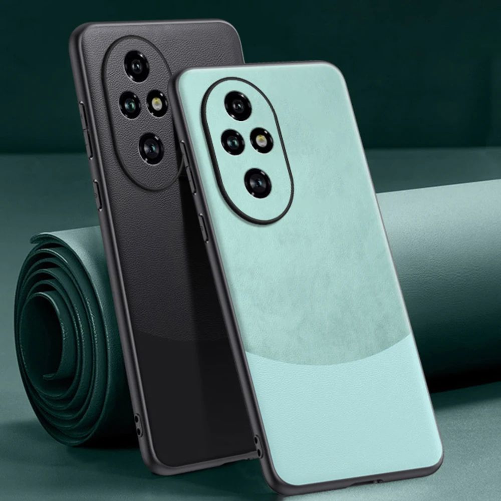 Кожаный чехол для Huawei Honor 200 Pro, силиконовый защитный чехол для телефона с узором в виде сращивания с полной камерой, для Honor Pro
