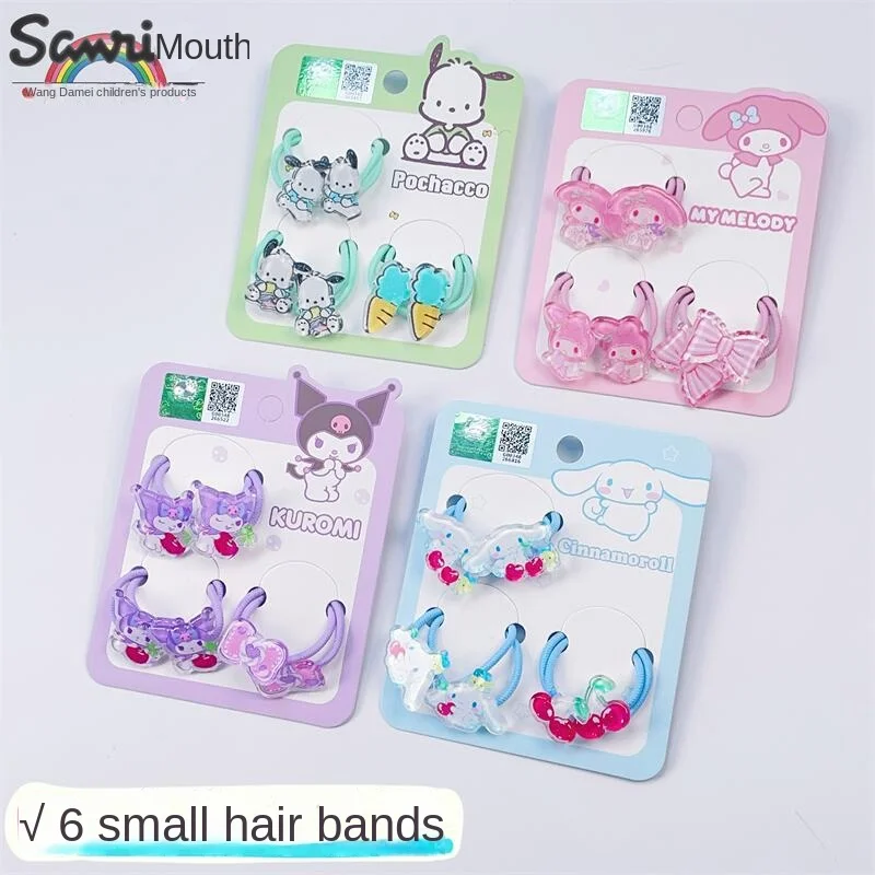 Милый мультяшный Sanrio Kuromi MyMelod Cinnamoroll набор искусственных волос, которые не повредят ваши волосы, эластичные резинки для волос