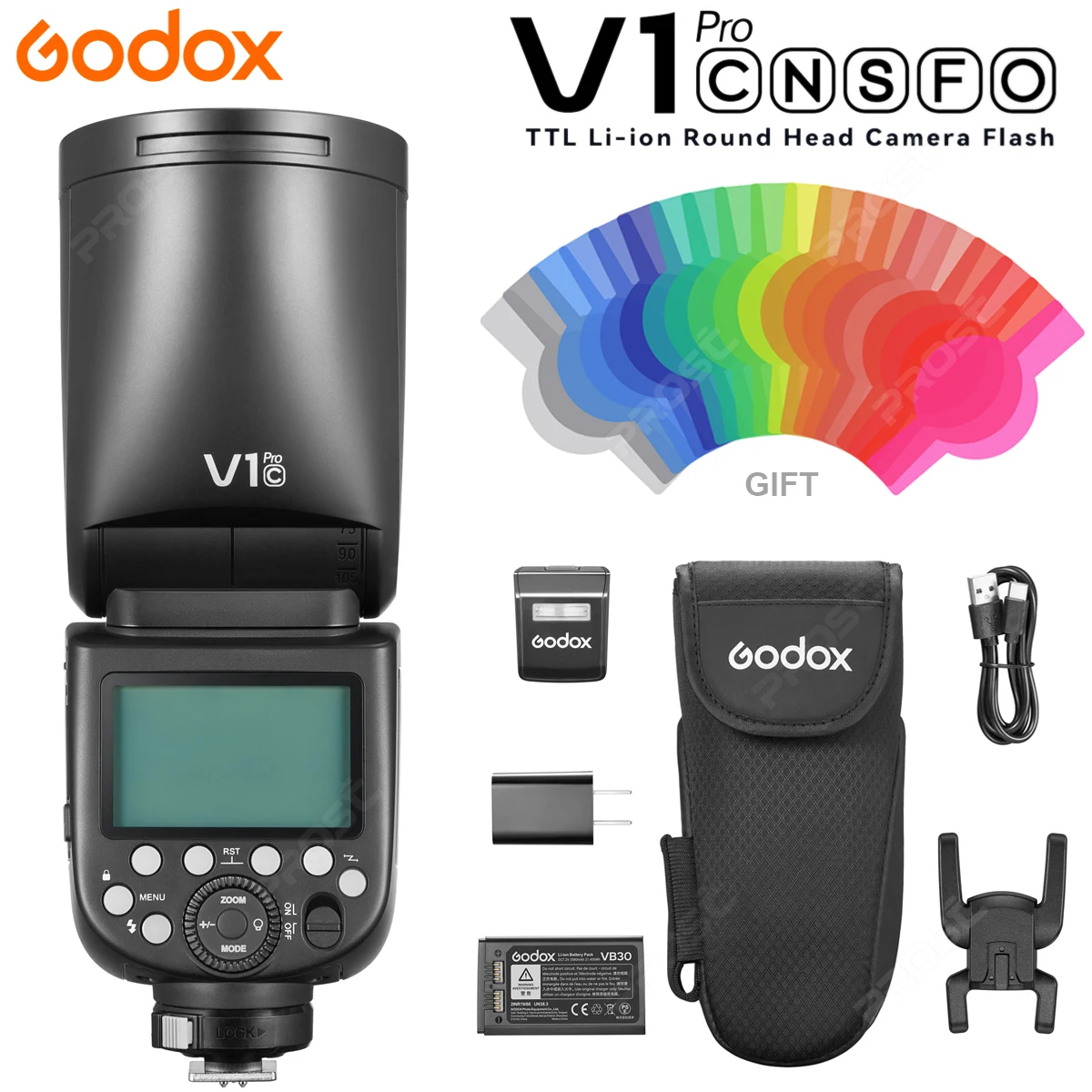 Вспышка Godox V1 Pro V1Pro TTL для камеры, литий-ионная круглая головка, беспроводная передача, для Canon, Nikon, Sony, Fuji, Olympus