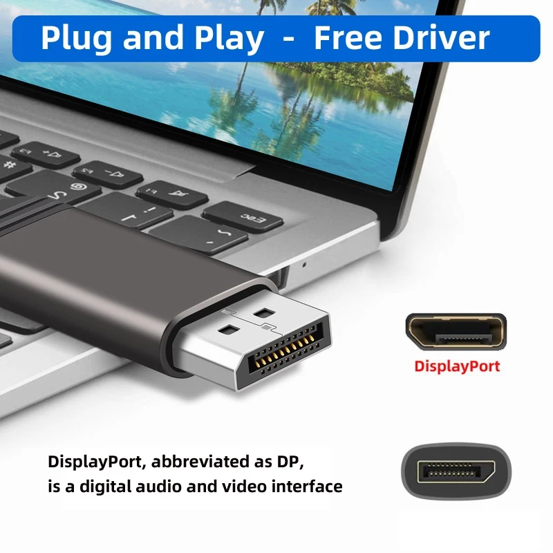 Фото DisplayPort 1,4 коннектор 8K 60 гц штекер к мини DP гнездовой адаптер Ultra-HD UHD 4K 144 гц 7680*4320 для видео пк монитора ноутбука №2