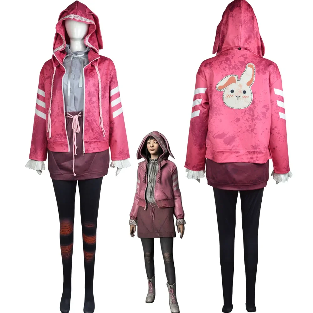 Костюм Feng Min для игры Dead By Daylight, большая аниме-выставка, красная одежда для косплея, костюм с кроличьими ушками, пальто с капюшоном