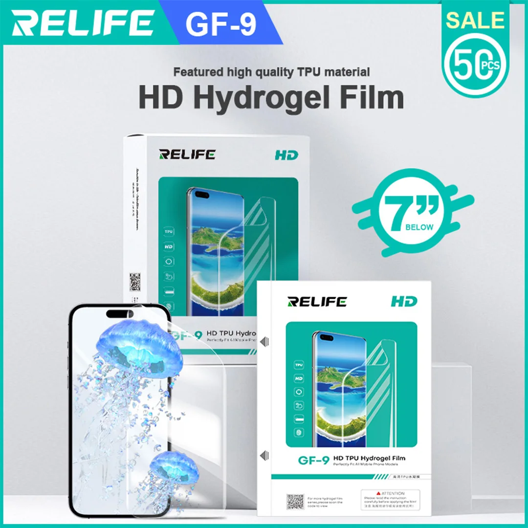 Фото RFLIFE GF-9 7 дюймов HD ТПУ гидрогелевая пленка гидрофобная и маслостойкая для мобильных телефонов изогнутые поверхности резка полноэкранного покрытия №4