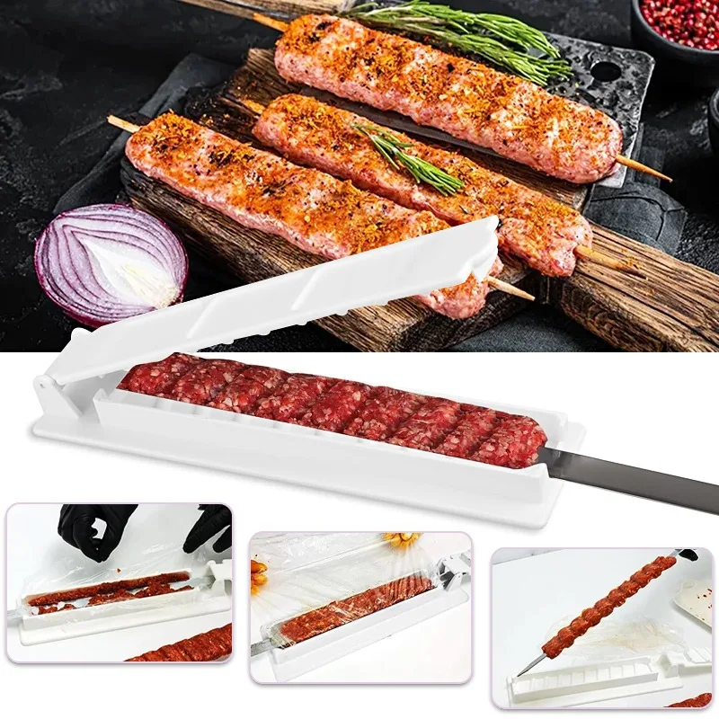 Быстрая машина для шпажки мяса для барбекю, многоразовая легкая пресс-форма для кебаба, инструменты для изготовления кебаба, аксессуары для барбекю и на открытом воздухе