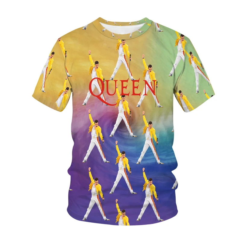 Фото Рубашка Freddie Mercury футболки Queen для мужчин и женщин, с 3D принтом, в стиле рок, готика, ретро, уличная одежда, летняя одежда для мальчиков и девочек №3
