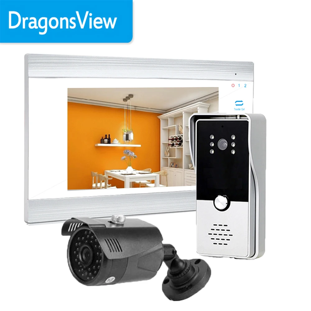 Видеодомофон Dragonsview 7 дюймовые часы с записью времени, дверной звонок для домашней системы безопасности, дневное и ночное видение, несколько систем
