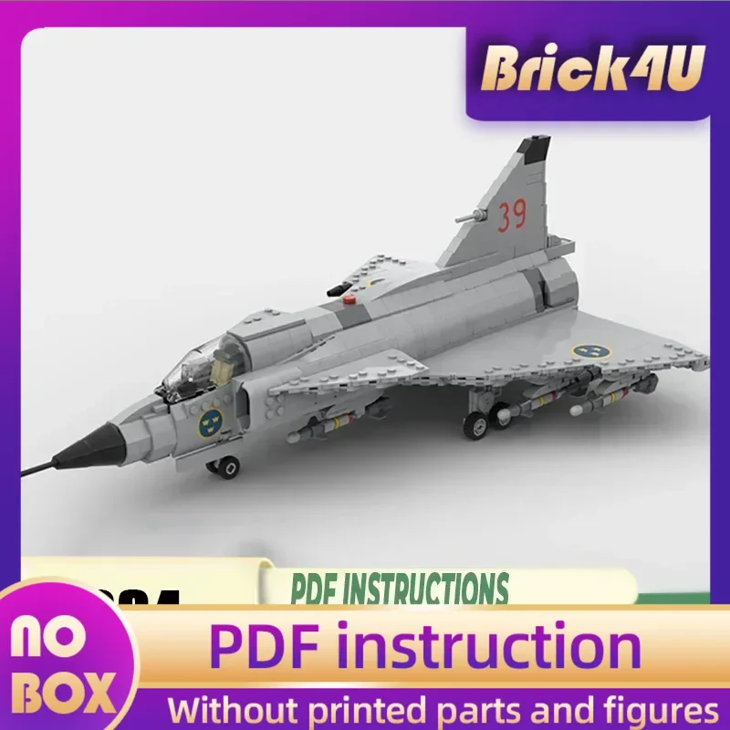 Военная модель Moc, строительные кирпичи, масштаб 1:35, JA и AJ-37, технологии истребителя Viggen, блоки, подарок, рождественские игрушки, наборы «сделай сам», сборка
