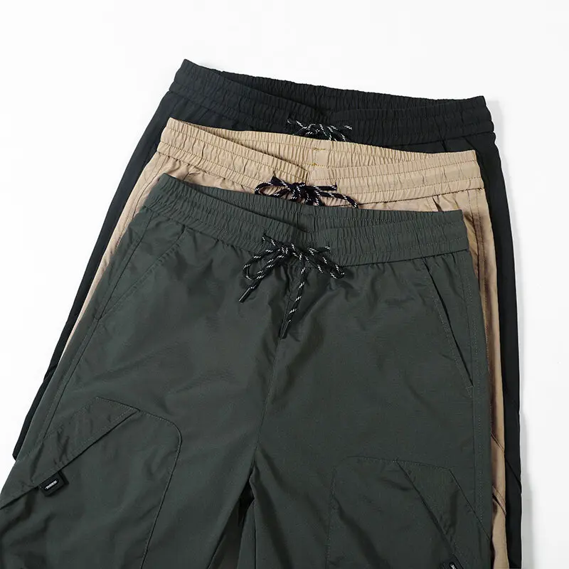 Фото M-5XL Мужские винтажные свободные брюки-карго в стиле милитари с прямыми штанинами — функциональная рабочая одежда с эластичной резинкой на талии и 3D-плиссировками №3