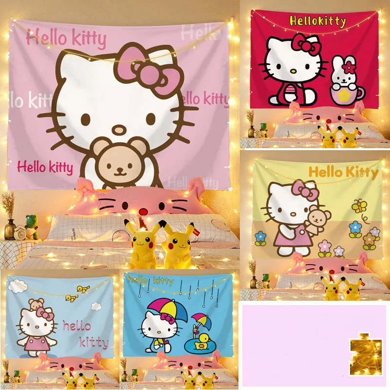 Sanrio Hello Kittys, милые украшения для комнаты, подвесная ткань, прикроватный гобелен, ткань в подарок