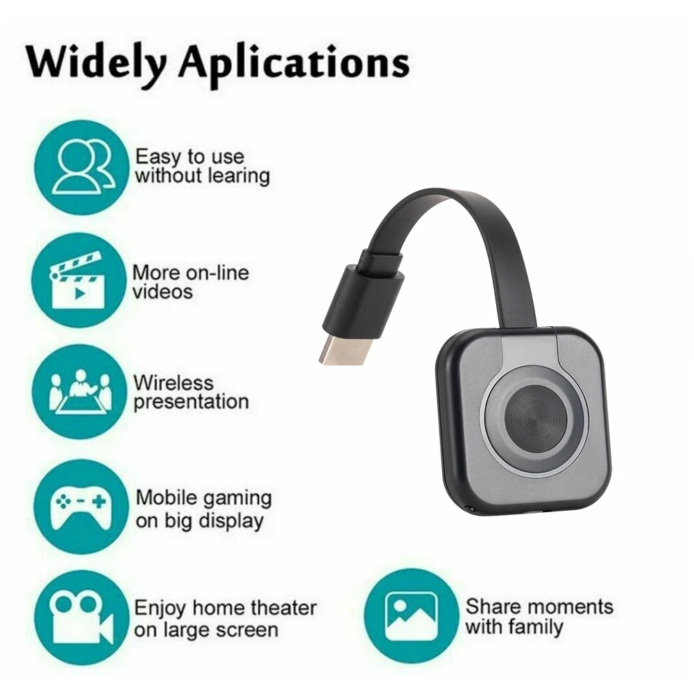 Фото Беспроводной Wi-Fi проектор аудио видео передатчик приемник HDMI-совместимый адаптер для отображения зеркального экрана телефона №2