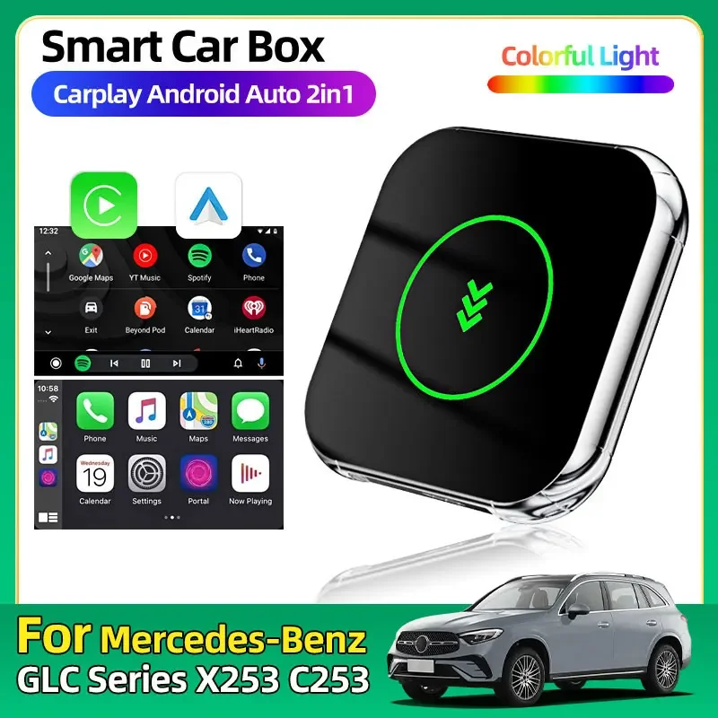 Модный автомобильный AI-бокс Android 13, беспроводной адаптер Carplay, Android Auto для Netflix Youtube, для Mercedes-Benz GLC серии X253 C253