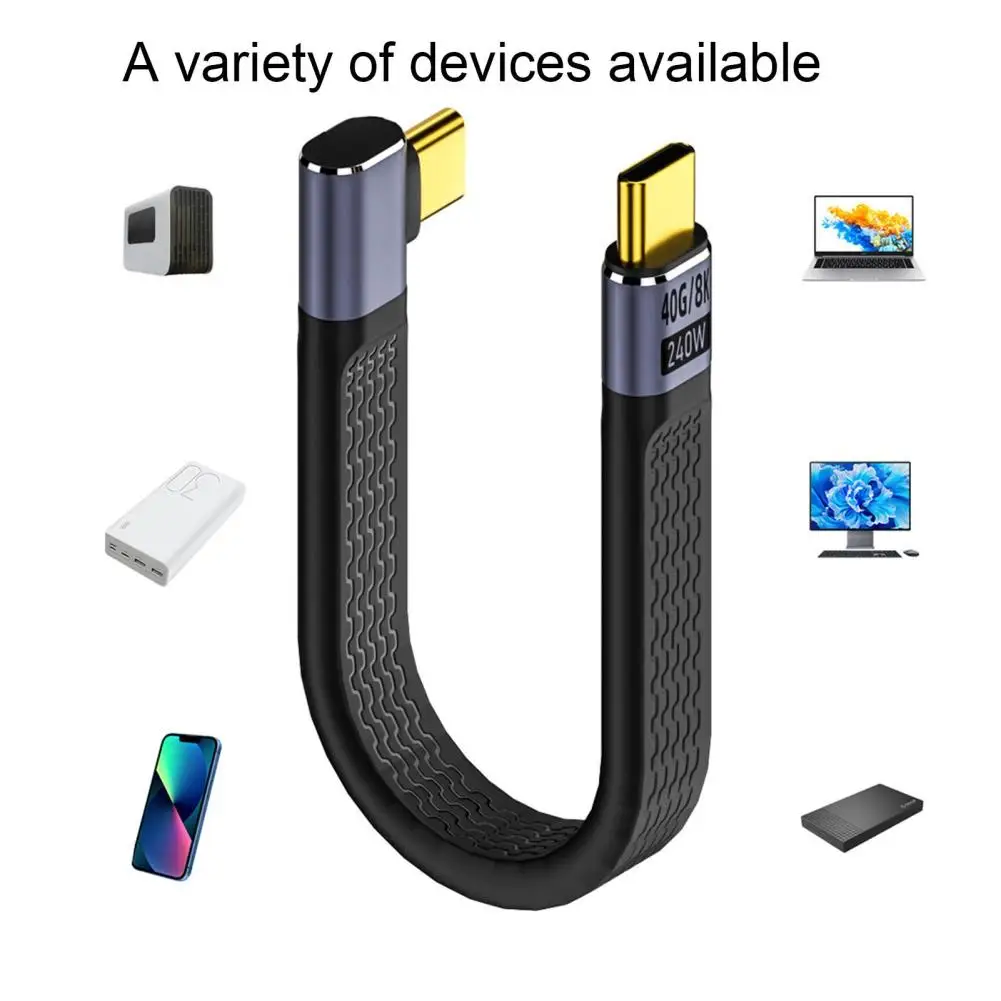 Фото Кабель USB 240 FPC PD, 4,0 Вт, 15 см, USB C на USB C, 5 А, быстрая зарядка, 40 Гбит/с, передача данных, 8K, 60 Гц, Thunderbolt 3/4 для ноутбука №5