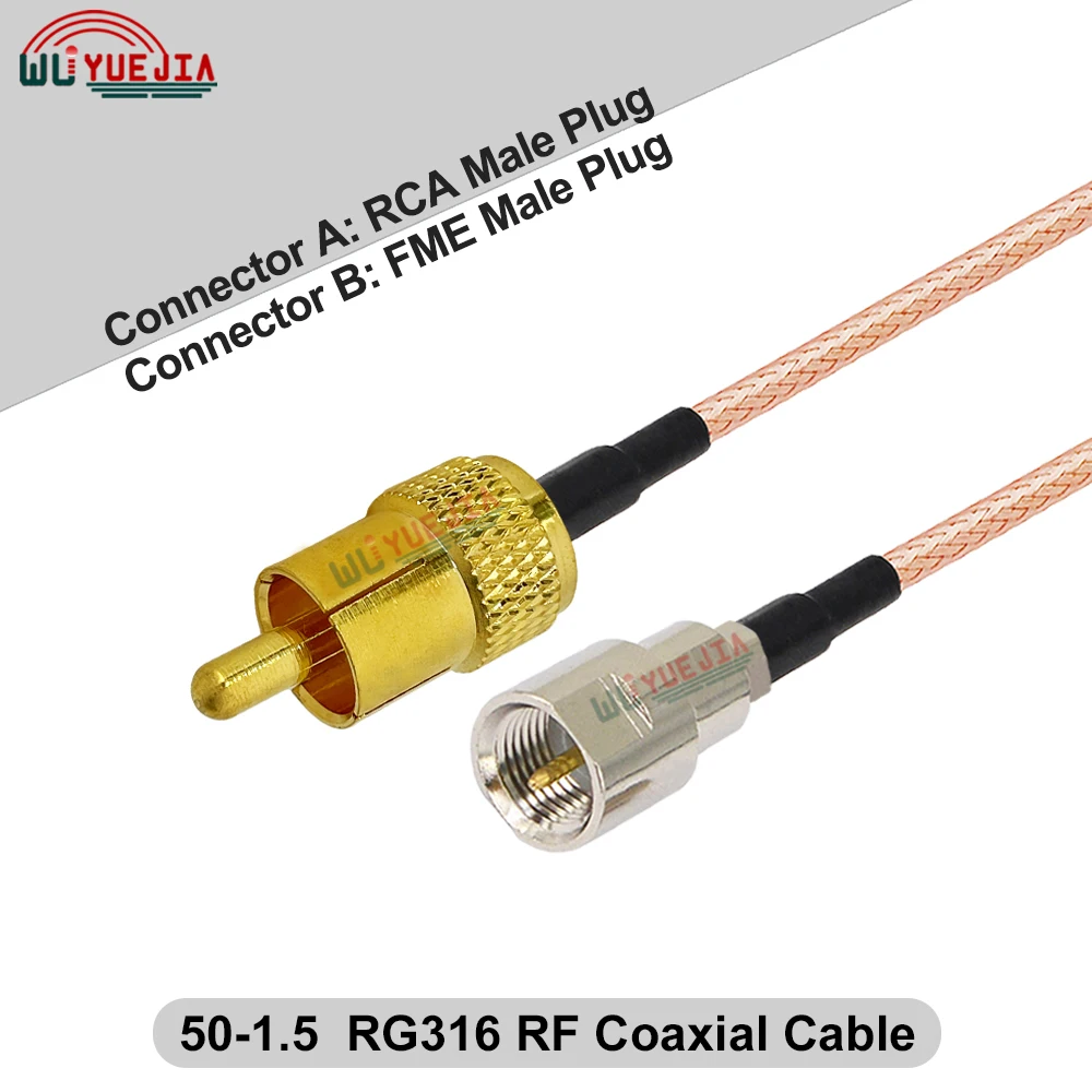 1 шт. RCA к FME RG-316 РЧ-кабель RCA штекер к FME штекер FME гнездовой разъем преобразователя 50-1,5 РЧ коаксиальный кабель 10 см-20 м