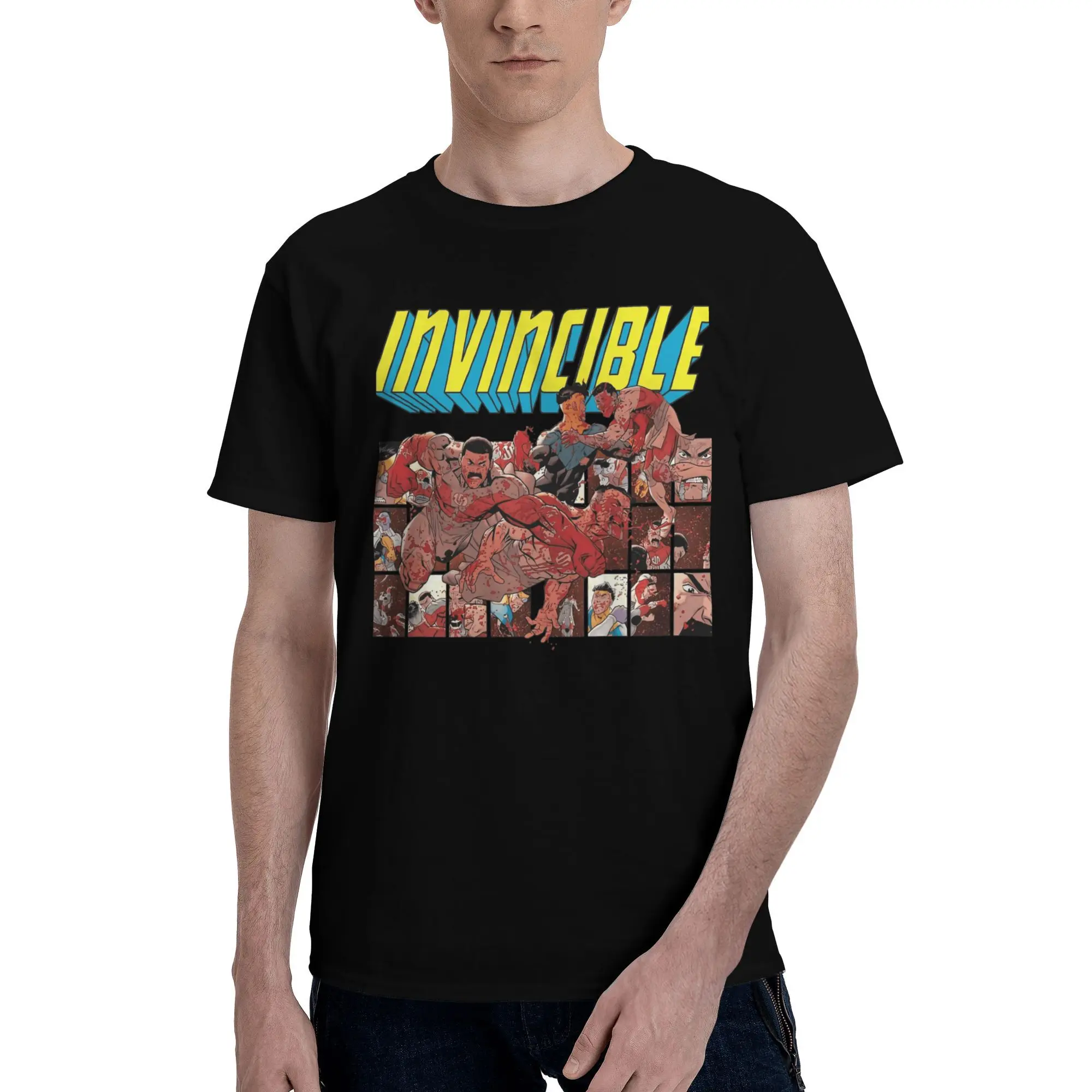 Футболки Invincible, мужские винтажные футболки из чистого хлопка с круглым воротником, футболки Viltrumite Empire, одежда с короткими рукавами и принтом