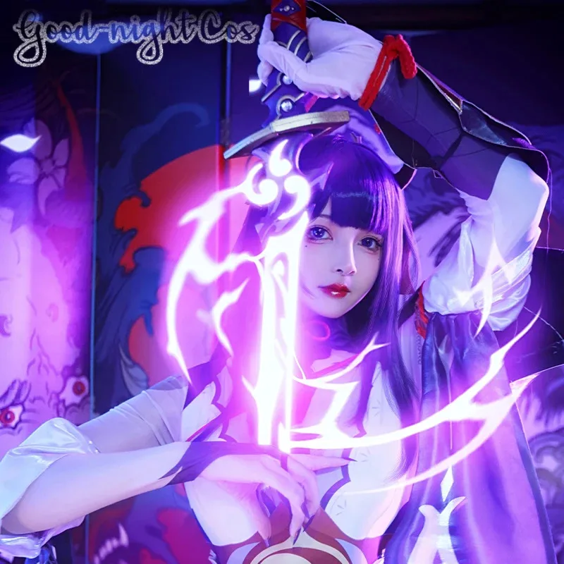 Фото Игра Raiden Shogun Boss Косплей Костюм Парик Magatsu Mitake Narukami No Mikoto Женская Сексуальная Униформа Костюм на Хэллоуин №4