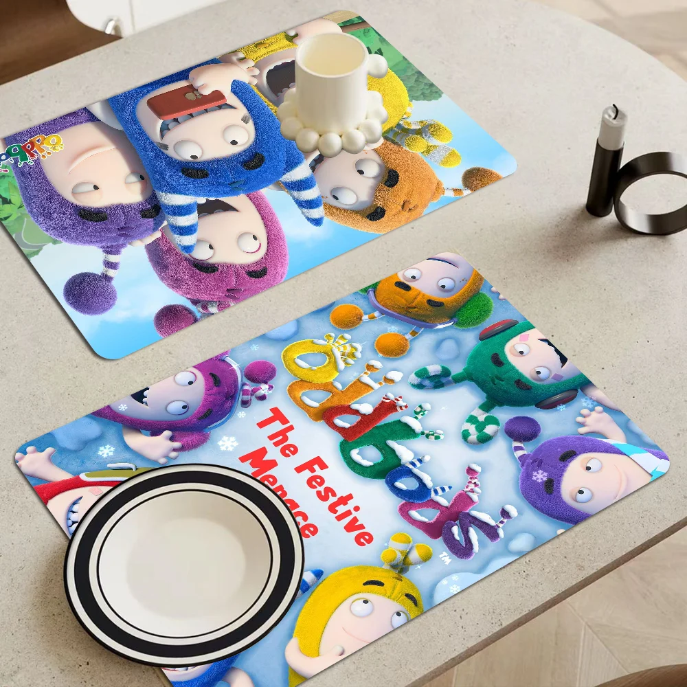 Oddbods Coffee Tablewear Drain Pad Bathroom Square Absorbing Anti-slip Dry Mat Kitchen Placemat Dishes Cup Pad