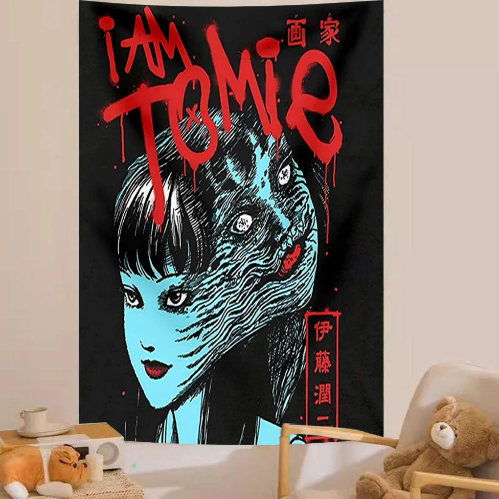 Мужской гобелен Junji Ito Tomie Kawakami, настенный богемный настенный гобелен, эстетическое украшение комнаты